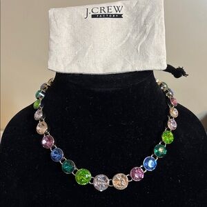 J. Crew  Multicolor Crystal Round Station Necklace. NWT